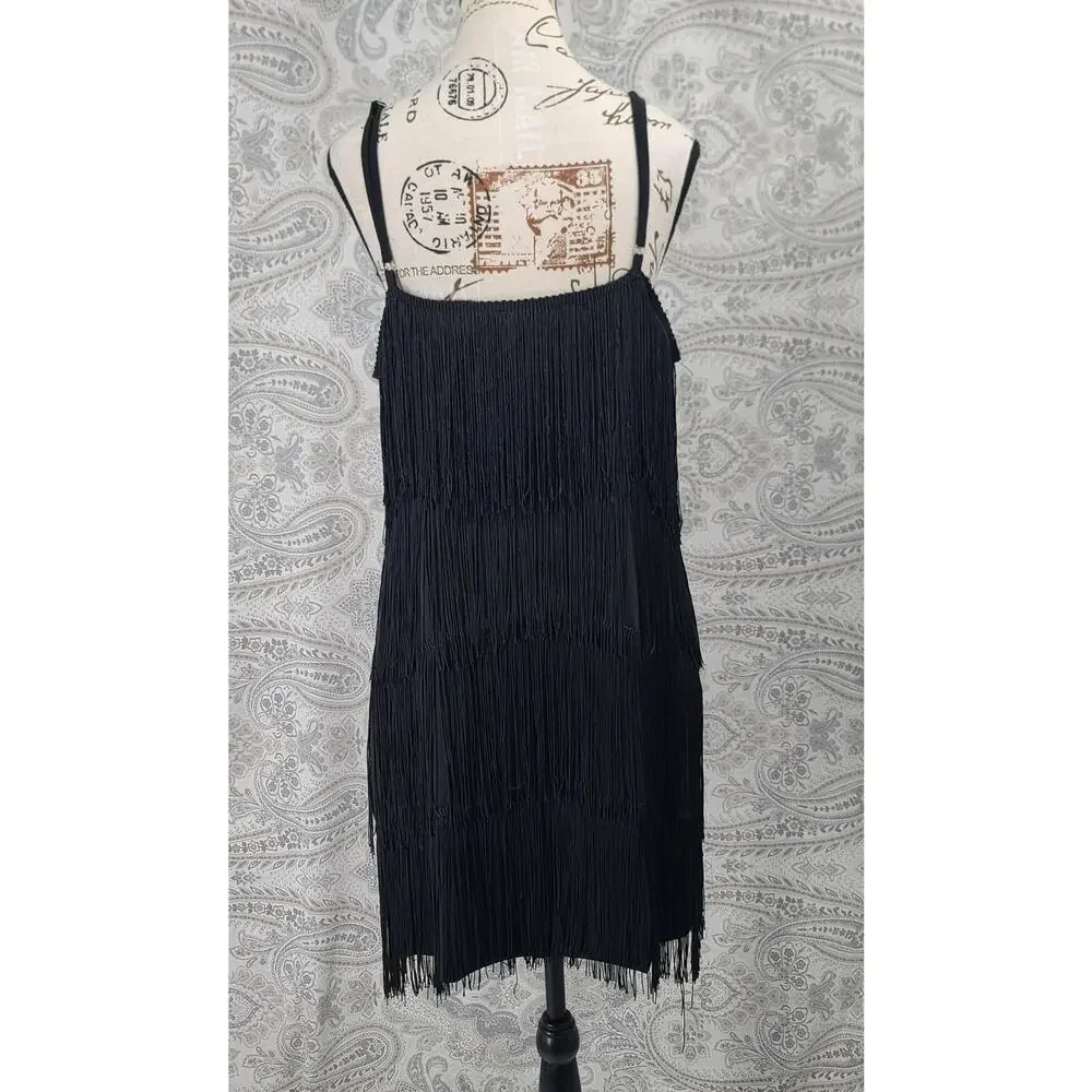 Taylor Swift Showgirl vibes black dress fringe Size XL flapper Shake it off - Picture 3 of 7